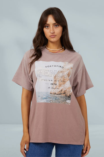 All About Eve Genoa Oversized Tee Fawn From BoxHill