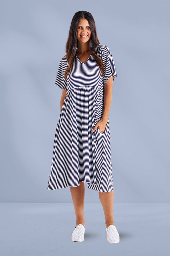 Betty Basics Donna Dress Navy Blue White Stripe From BoxHill