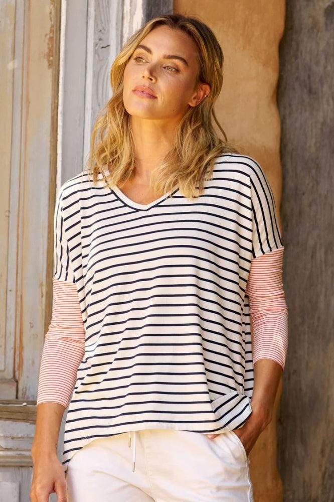 Betty Basics Geneva Tee Stripe Blue Red From BoxHill