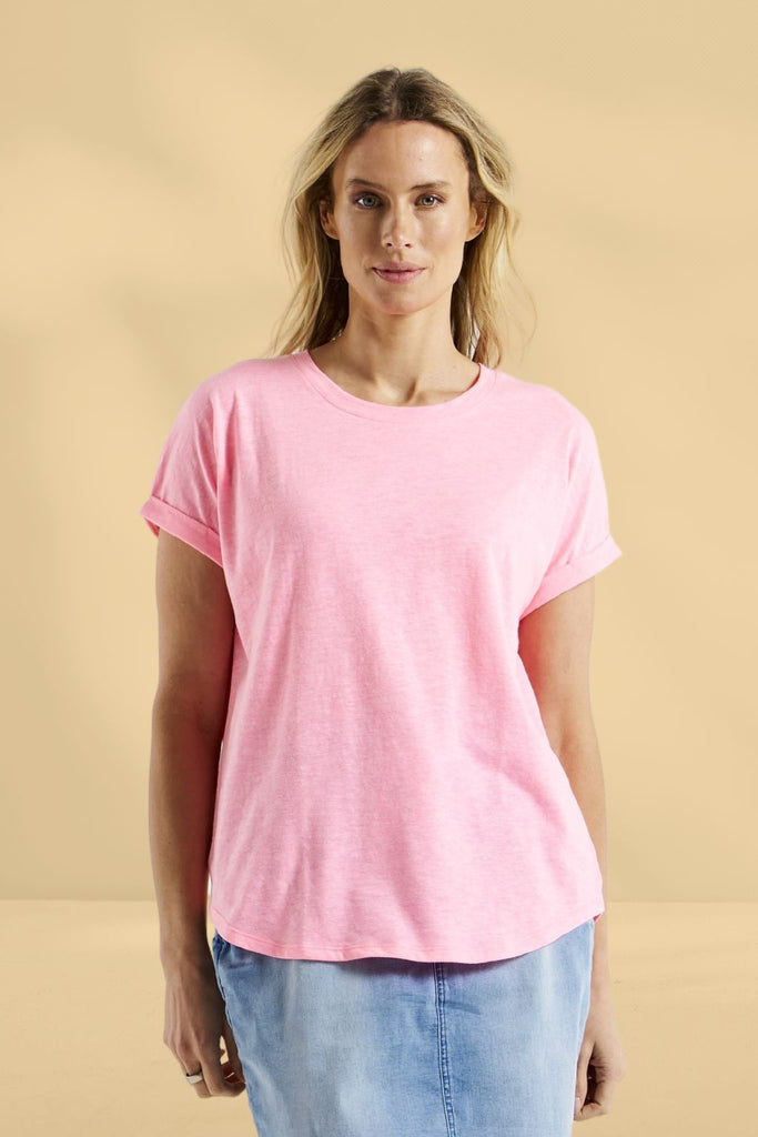 Betty Basics Hailey Short Sleeve Tee Bright Pink From BoxHill