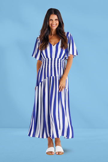 Betty Basics Louisa Dress Blue Stripe From BoxHill