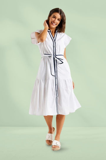 Betty Basics Mari Dress White Navy Contrast From BoxHill