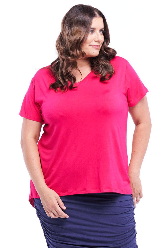 Betty Basics Matilda V Neck Tee Rose Red From BoxHill