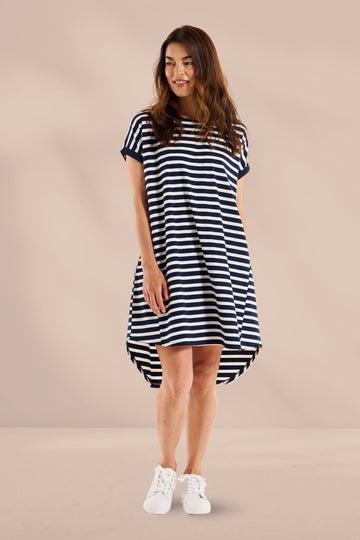 Betty Basics Maxine T Shirt Dress Navy Stripe From BoxHill