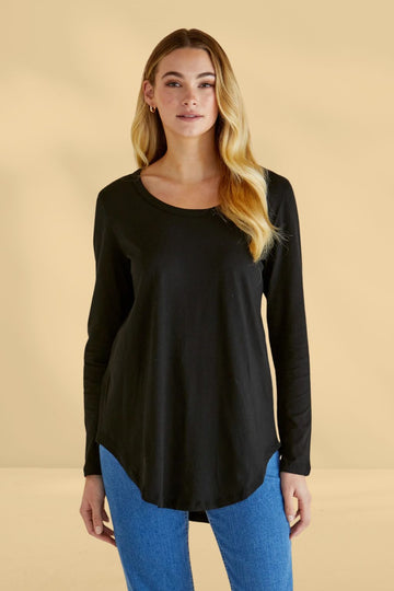 Betty Basics Megan Long Sleeve Top Black From BoxHill