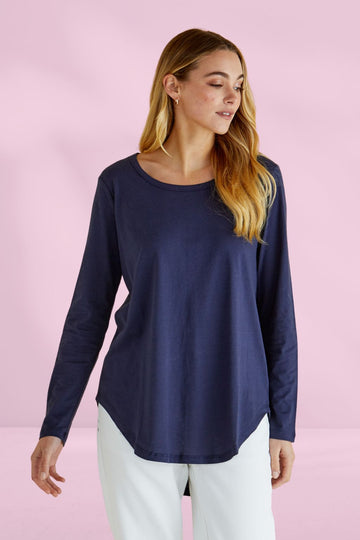 Betty Basics Megan Long Sleeve Top Navy From BoxHill