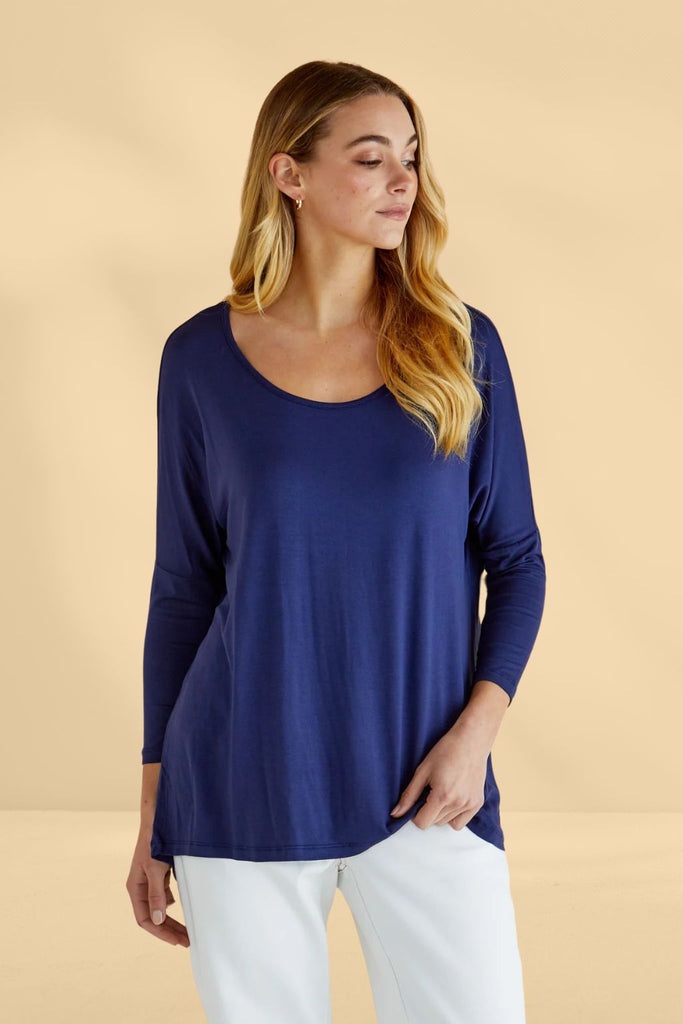 Betty Basics Milan 3/4 Sleeve Top Navy From BoxHill