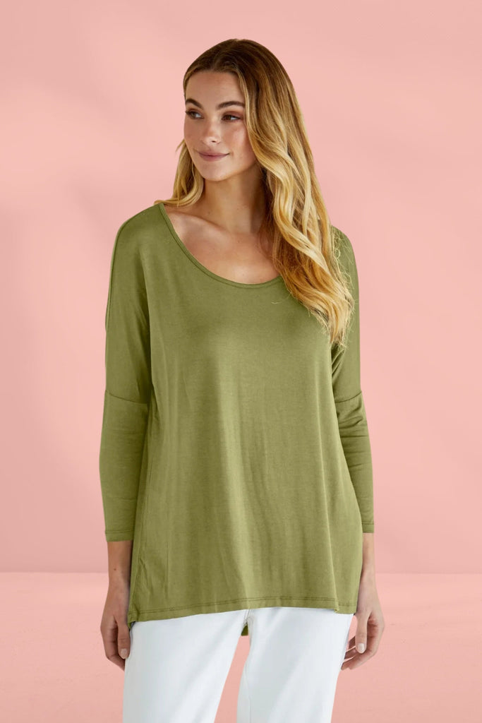 Betty Basics Milan 3/4 Sleeve Top Pistachio Green From BoxHill