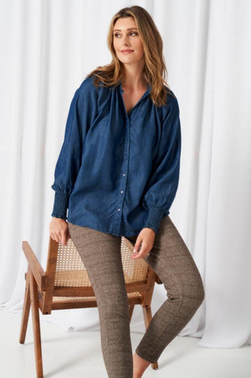 Betty Basics Nina Lyocell Shirt Blue Haze From BoxHill