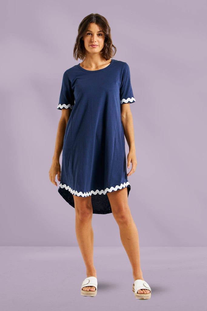 Betty Basics Nyree Dress Navy White Ric Rac From BoxHill