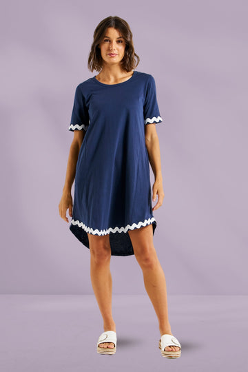 Betty Basics Nyree Dress Navy White Ric Rac From BoxHill