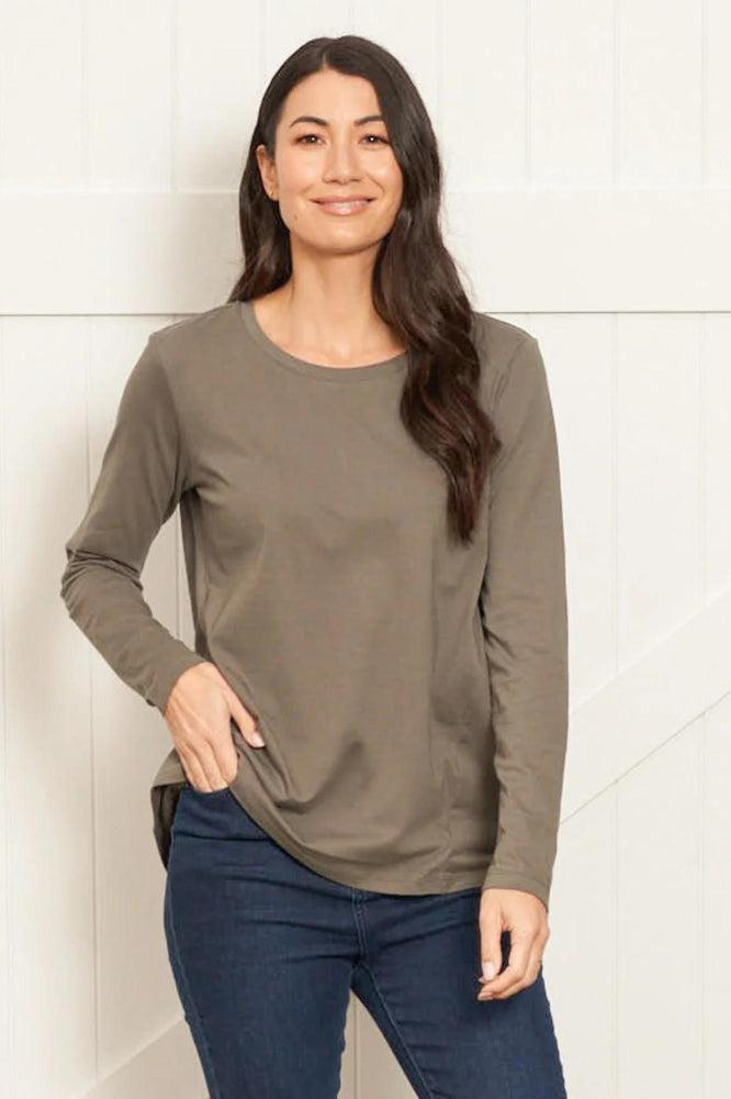 Betty Basics Sydney Long Sleeve Tee Ash Green From BoxHill