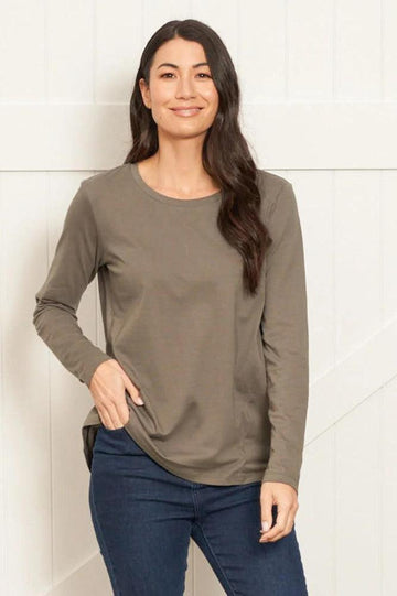 Betty Basics Sydney Long Sleeve Tee Ash Green From BoxHill