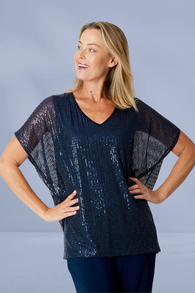 Cordelia St Kimono Top Tonight Navy From BoxHill