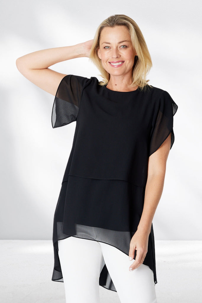 Cordelia St Layered Chiffon Top Black From BoxHill