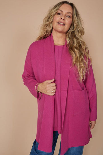 Eb and Ive Alawa Cardigan Magenta From BoxHill