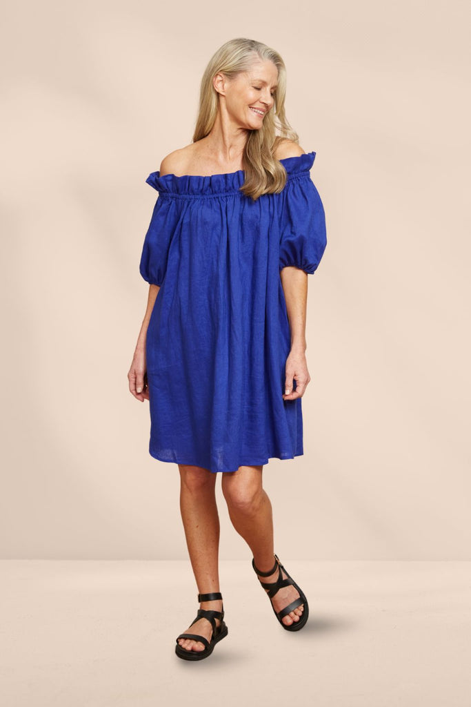 Eb and Ive Halycon Ruched Dress Cobalt From BoxHill