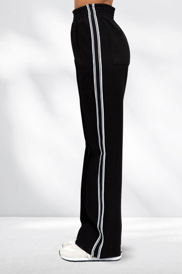 Ebby and I Contrast Stripe Wide Leg Pants Black From BoxHill