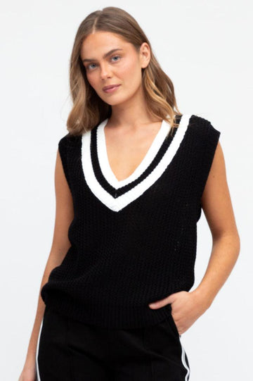 Ebby and I V Neck Knit Vest Black From BoxHill