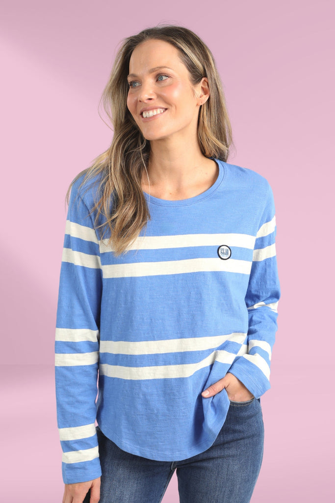 Elm Allegra Long Sleeve Tee Cerulean Blue From BoxHill