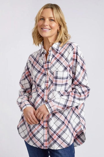 Elm Aster Check Shirt Peony Pink White Check From BoxHill