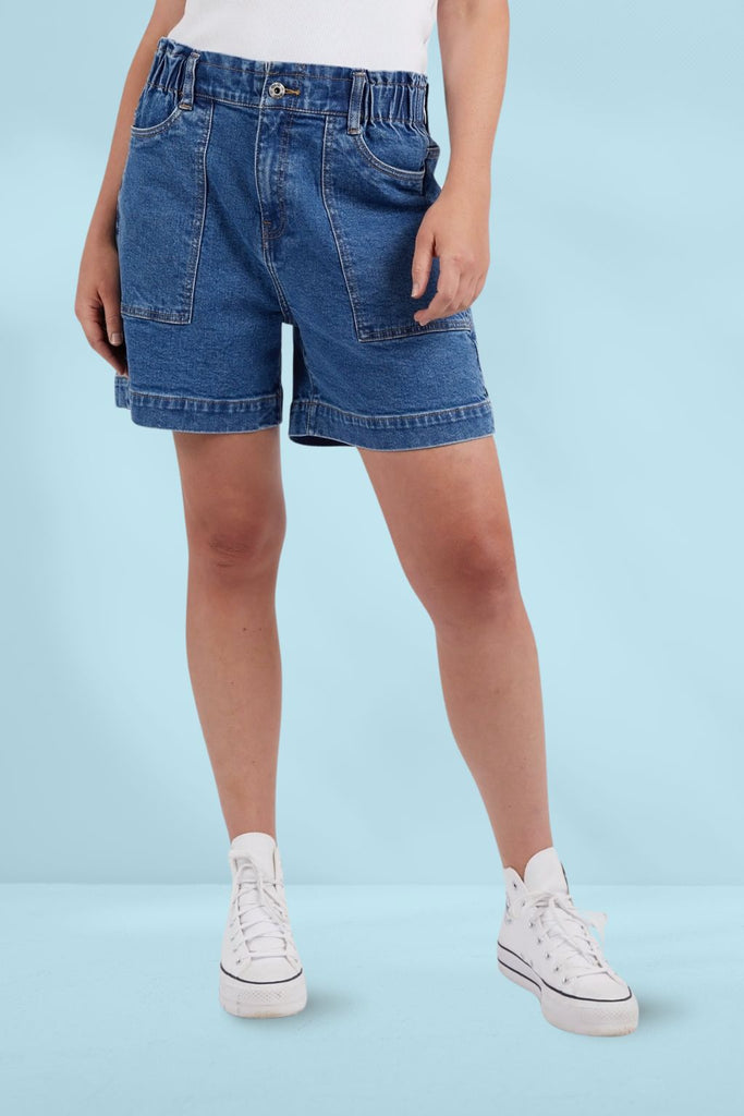 Elm Atlas Denim Shorts Dark Blue Wash From BoxHill