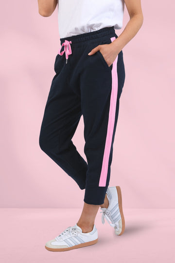 Elm Brunch Pants Side Tape Navy Neon Pink Tape From BoxHill