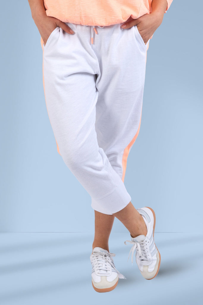 Elm Brunch Pants Side Tape White Neon Orange Tape From BoxHill