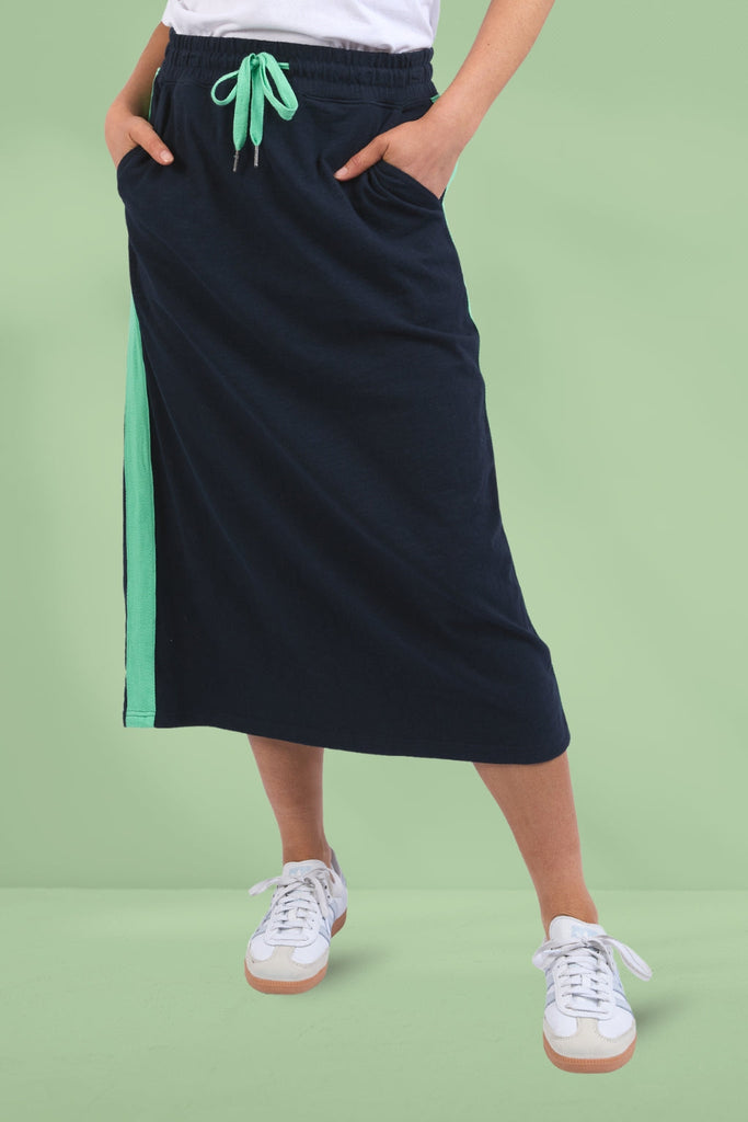 Elm Brunch Skirt Side Tape Navy Neon Green Tape From BoxHill