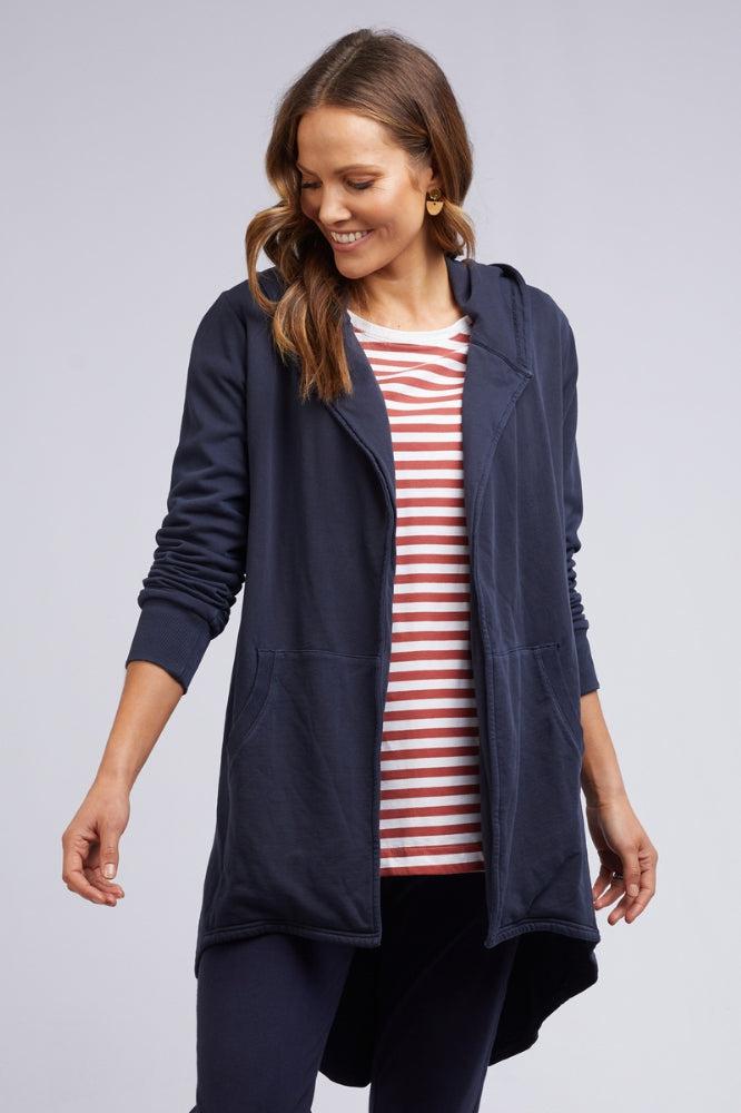 Elm Composure Hooded Cardi Navy From BoxHill