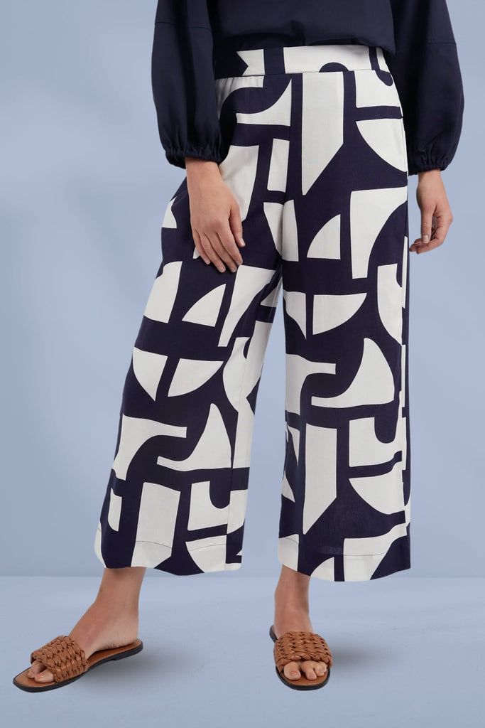 Elm Dali Pants Abstract Print Midnight From BoxHill