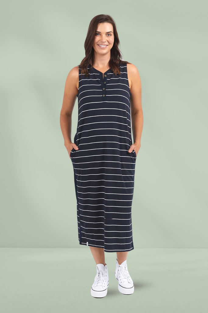 Elm Elyssian Dress Navy White Stripe From BoxHill