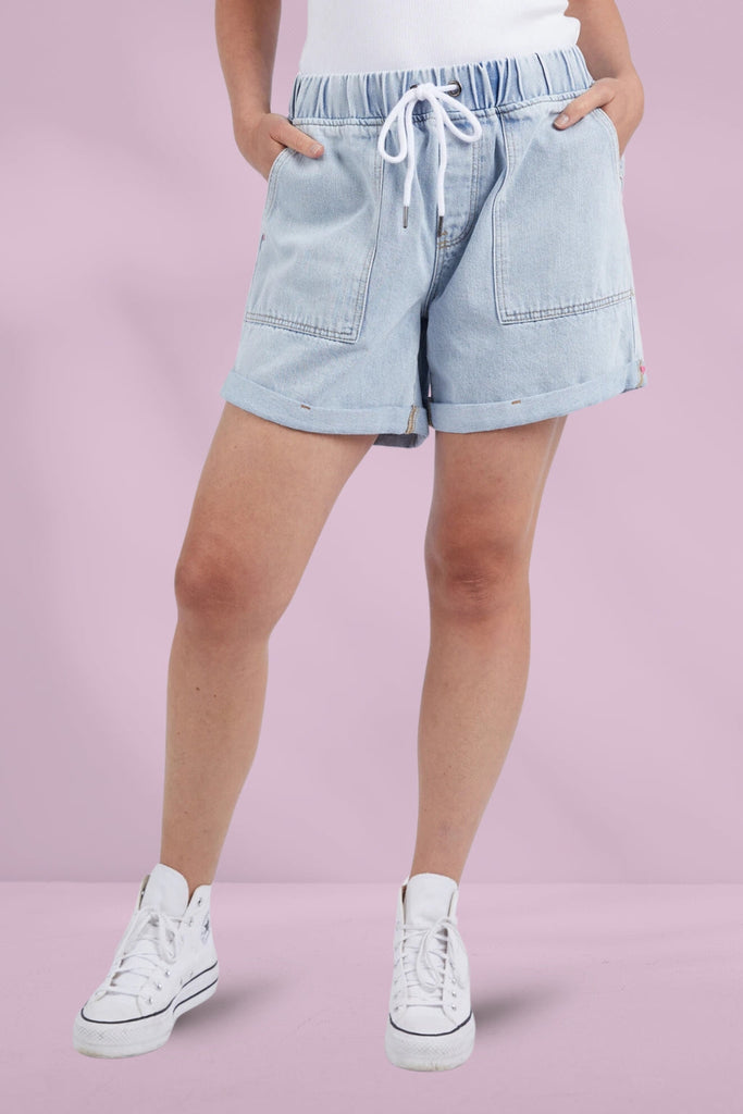 Elm Emma Relaxed Denim Shorts Light Blue Wash From BoxHill