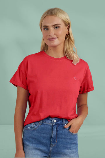 Elm Halli Short Sleeve Tee Bittersweet Red From BoxHill