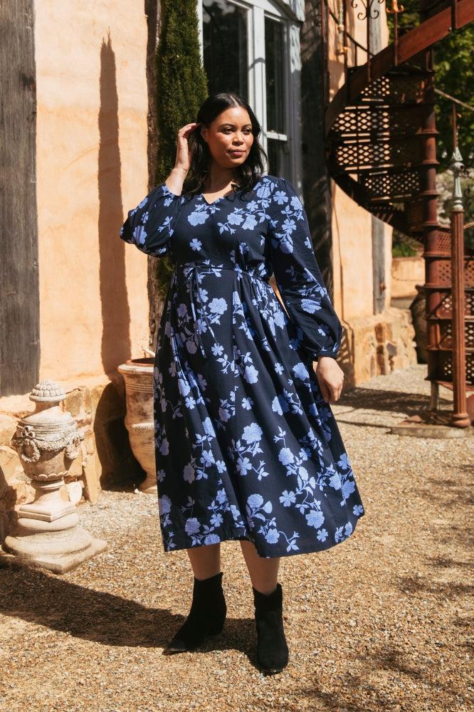 Elm Kacey Floral Dress Navy From BoxHill