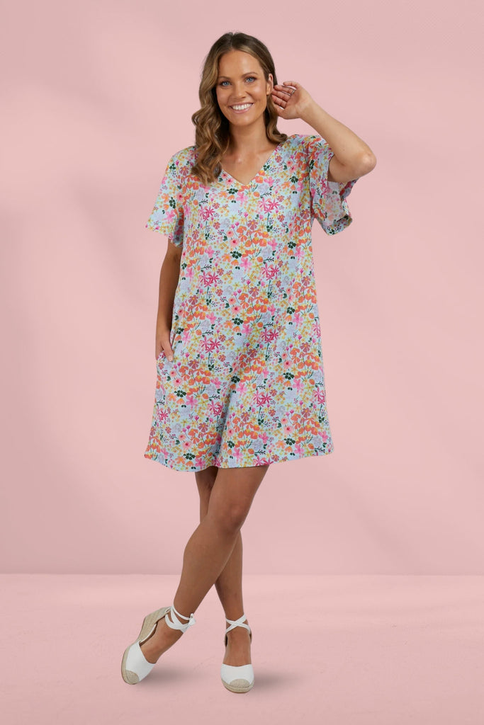 Elm Laura Dress Opal Blue Floral Print From BoxHill