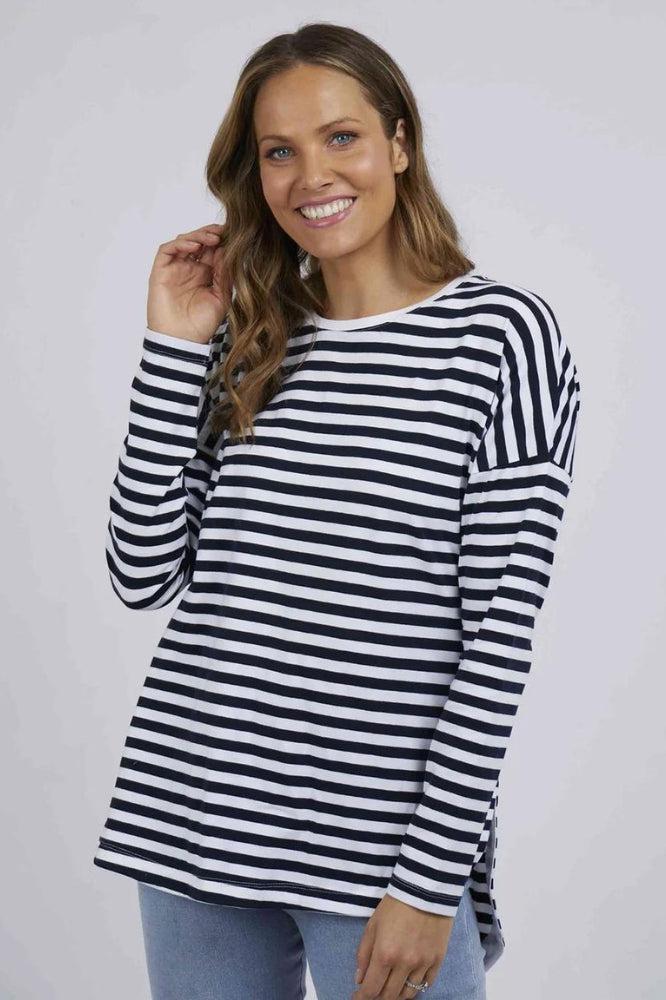 Elm Lauren Long Sleeve Tee Navy White Stripe From BoxHill