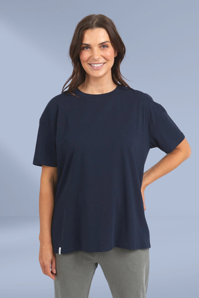 Elm Long Split Short Sleeve Tee Dark Sapphire From BoxHill