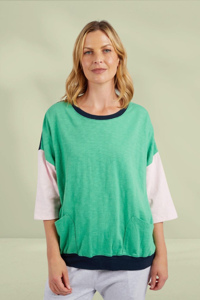 Elm Maizie Colour Block Sweat Green Briar From BoxHill