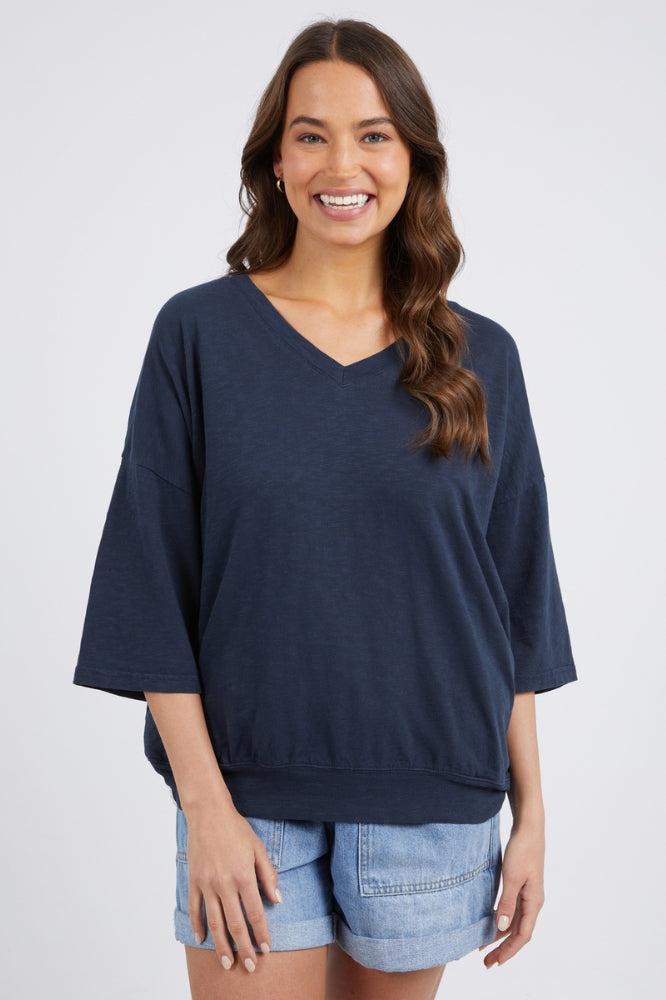 Elm Maizie Vee Neck Tee Navy From BoxHill