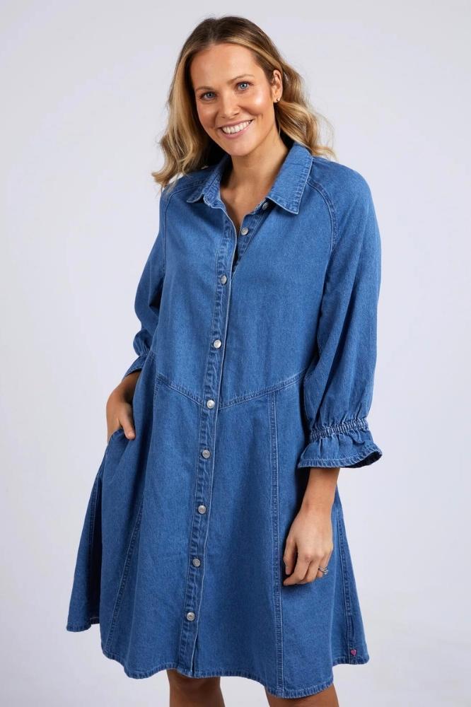 Elm Marcel Denim Dress Mid Blue Wash – BoxHill