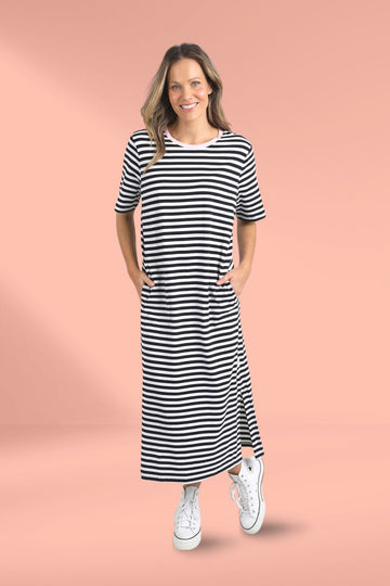 Elm Merry Tee Dress Navy White Stripe From BoxHill