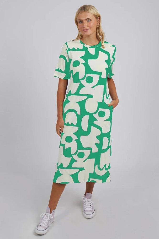 Elm Miro Tee Dress Green Geometric From BoxHill