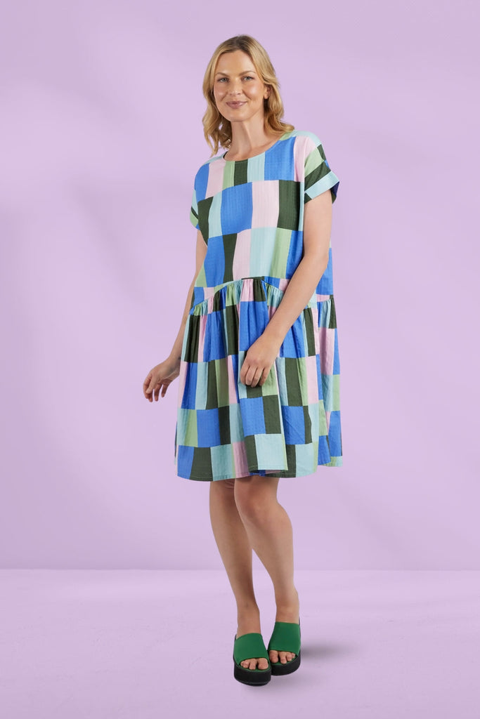 Elm Odyssey Dress Blue Green Print From BoxHill