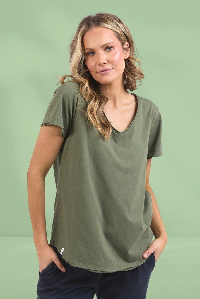 Elm Pima Vee Tee Khaki From BoxHill