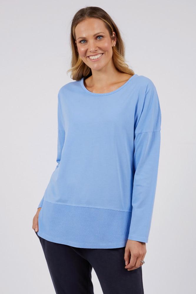 Elm Rib Long Sleeve Tee Hydrangea From BoxHill