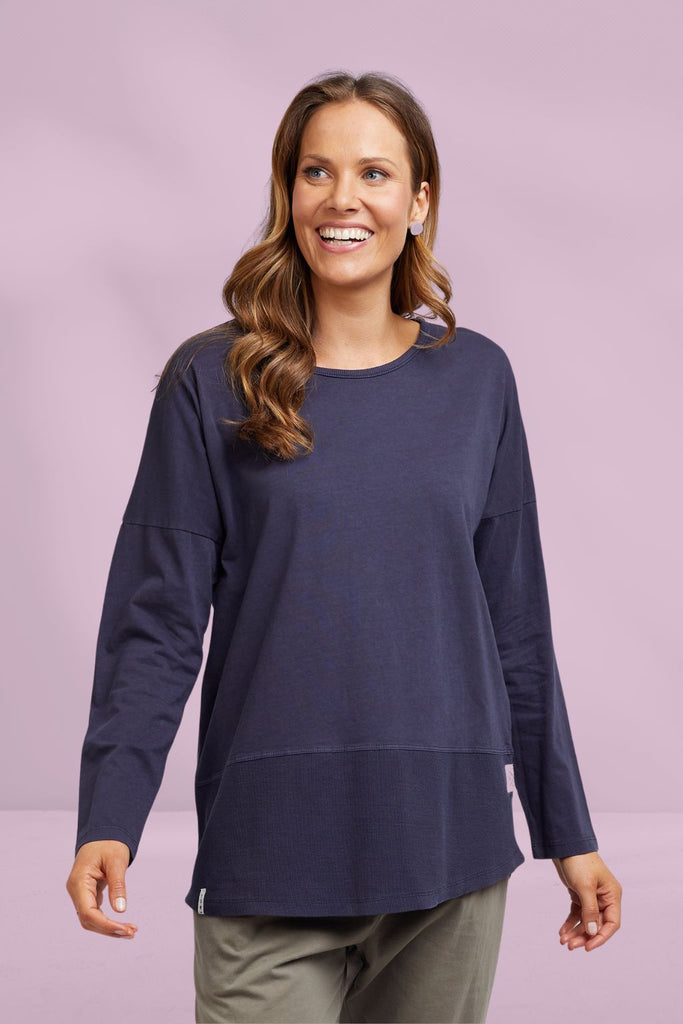 Elm Rib Long Sleeve Tee Navy From BoxHill