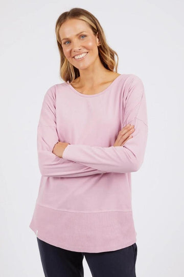 Elm Rib Long Sleeve Tee Peony Pink From BoxHill