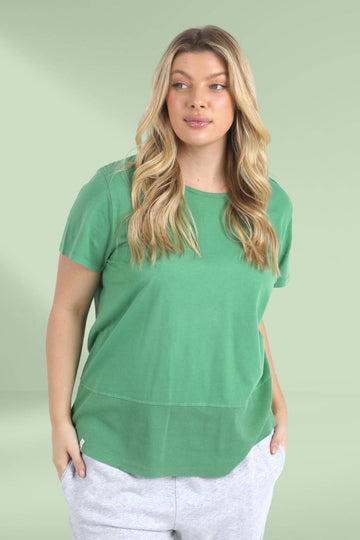 Elm Rib Short Sleeve Tee Green Briar From BoxHill