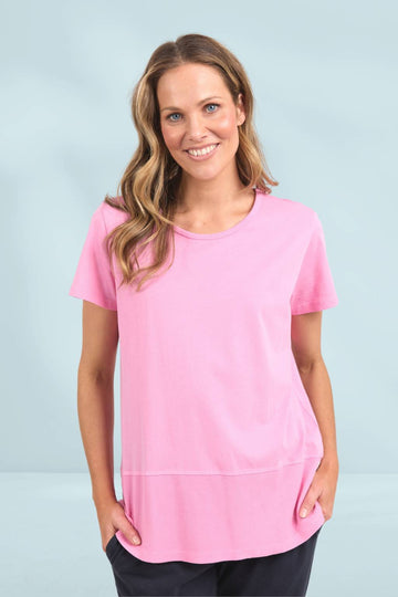 Elm Rib Short Sleeve Tee Strawberry Pink From BoxHill